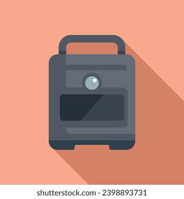 Medical cross defibrillator icon flat vector. Health care. Person heart attack