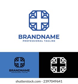 Logotipo de Diamante Cruzado Médico, adecuado para negocios relacionados con la Cruz Médica y el Diamante