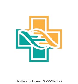 Medical Cross And DNA Logo Design