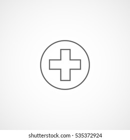 Medical Cross Emblem Line Icon On White Background