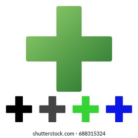 Medical Cross flat vector pictogram. Colored medical cross gradient, gray, black, blue, green pictogram variants. Flat icon style for graphic design.