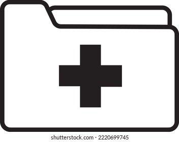 medical cross in folder documents line style vector illustration design