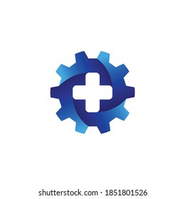 medical cross gear vector logo