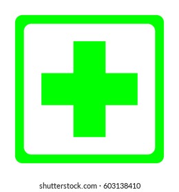 Medical cross green.