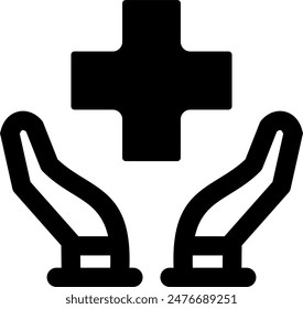  medical cross in hand,medical helping symbol. simple vector