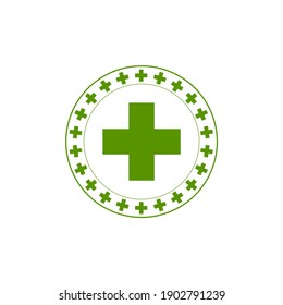 Medical cross health care logo and symbol for doctor or pharmacy.