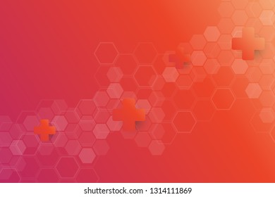 Medical cross health trendy background. Technology and science wallpaper template with hexagonal shape. Medical banner template with space for text. Business vector illustration.