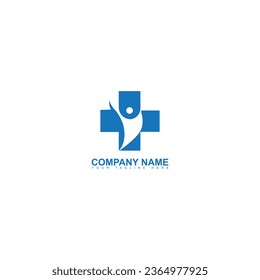 medical cross health with v man logo template, vector file eps 10