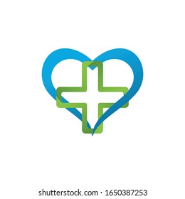 Medical Cross and heart Logo Vector Template. Creative logo health concept design. trend vector logo
