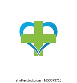 Medical Cross and heart Logo Vector Template. Creative logo health concept design. trend vector logo
