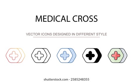 Medical Cross icon design with white background stock illustration