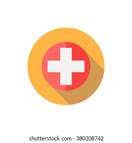 Medical cross icon in a flat design with long shadow illustration vector