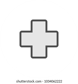 medical cross icon. Flat outlined vector icon.