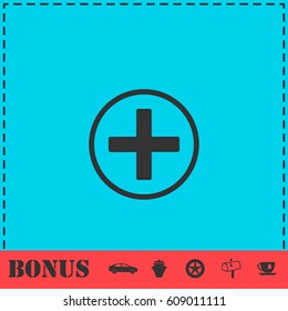 Medical cross icon flat. Simple vector symbol and bonus icon