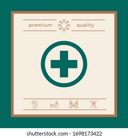 Icono de cruz médica. Elementos gráficos para el diseño