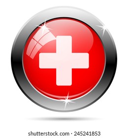 Medical cross icon. Internet button on white background. 