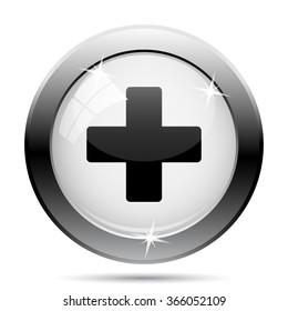 Medical cross icon. Internet button on white background. EPS10 vector.