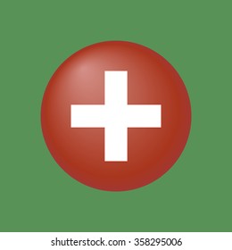 Medical cross icon, isolated. Flat design.