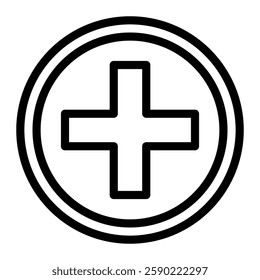 Medical cross icon line style transparent