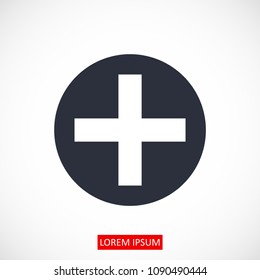 medical cross icon, stock vector illustration flat design style