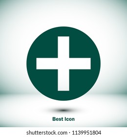 medical cross icon, stock vector illustration flat design style