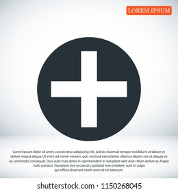 medical cross icon, stock vector illustration flat design style