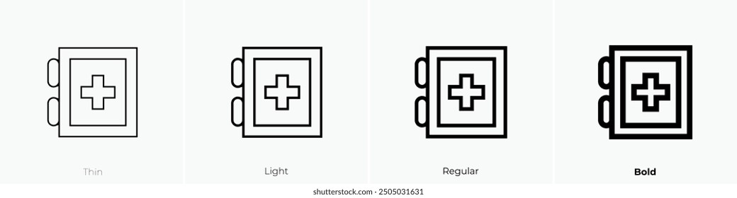 medizinisches Kreuzsymbol. Dünnes, helles Design im regulären und kühlen Stil, einzeln auf weißem Hintergrund