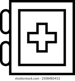 ícone médico cruzado. Design de estilo linear fino isolado em fundo branco