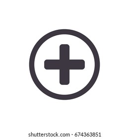 Medical Cross Icon. Vector add, plus button icon.