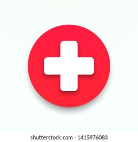 Medical cross label with shadow. Web symbol, icon. First aid. Medical concept. Vector illustration. EPS 10