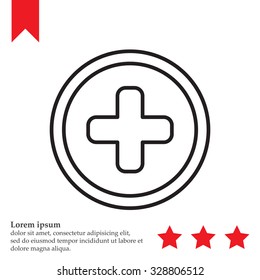 Medical cross line icon