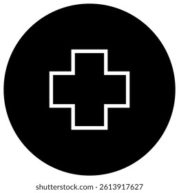 Medical cross line icon. linear style sign for mobile concept and web design. Hospital cross outline vector icon. Symbol, logo illustration. Vector graphics, with transparent background.