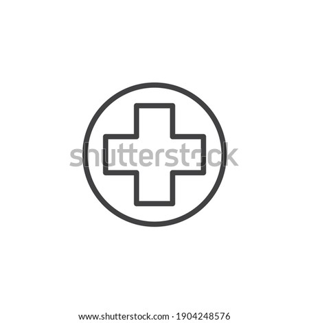 Medical cross line icon. linear style sign for mobile concept and web design. Hospital cross outline vector icon. Symbol, logo illustration. Vector graphics