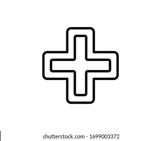 Medizinisches Strichsymbol. Vektorillustration-Symbol im trendigen, flachen Stil auf weißem Hintergrund. Medizinische Kreuzsinge für Design.