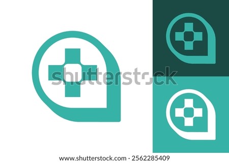 Medical Cross Location Pin Logo