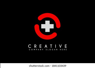 Medical cross logo design vector illustration.green and blue medical icon.Usable for Hospital and care Logos. Flat vector logo design template element isolated on Black background
