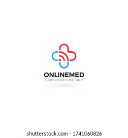 Medical Cross Logo. Distance Doctor Consulting Service Emblem. Telemedicine Icon. Modern Online Healthcare System Sign. Therapist Consultation And Check Up App. Isolated Clinic Vector Illustration.