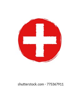 Medical cross logo. Red ambulance emergency symbol