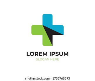 Medical Cross logo Template, arrow with plus logo