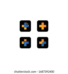 Diseño de icono vectorial de plantilla de logotipo cruzado médico