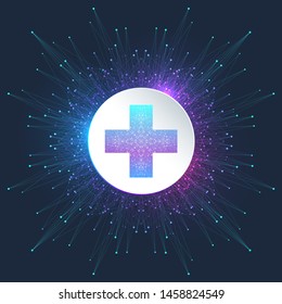 Medical cross logo vector design template icon. Abstract pharmacy logotype. Health symbol