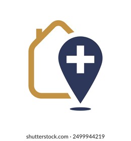 Medical cross map Hospital Location Icons logo design Vector illustration
