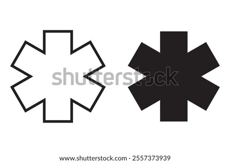 Medical Cross outline and black filled icon set. Vector illustration.