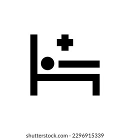 Medical Cross over Patient on Bed Filled Icon. Editable stroke. Suitable for various type of design, banners, infographics, stores, shops, web sites