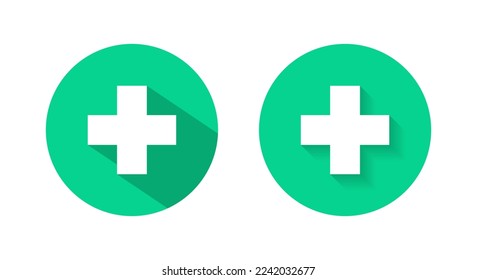 Cruz médica, más fondo de círculo aislado del vector de icono