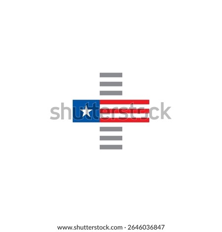 Medical Cross or Plus Sign and US Flag or Liberia Flag logo or icon design