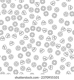 Medical Cross, Pulse Seamless Pattern. Perfect for web sites, postcards, wrappers, stores, shops