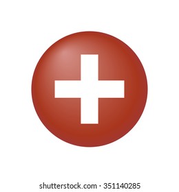  Medical cross. Red icon.   Flat design style