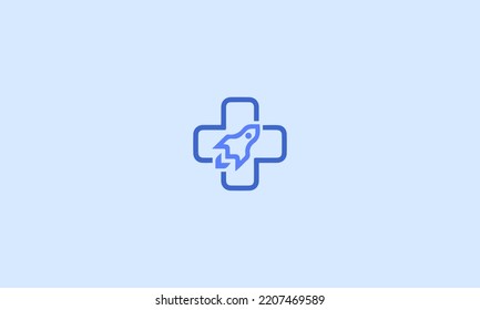Medical Cross and Rocket logo or icon design