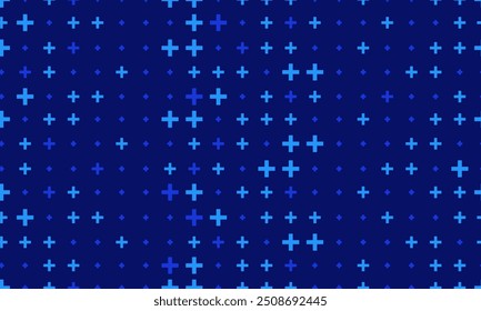 Medical cross seamless pattern. Plus background. Geometric mathematical vector pattern.